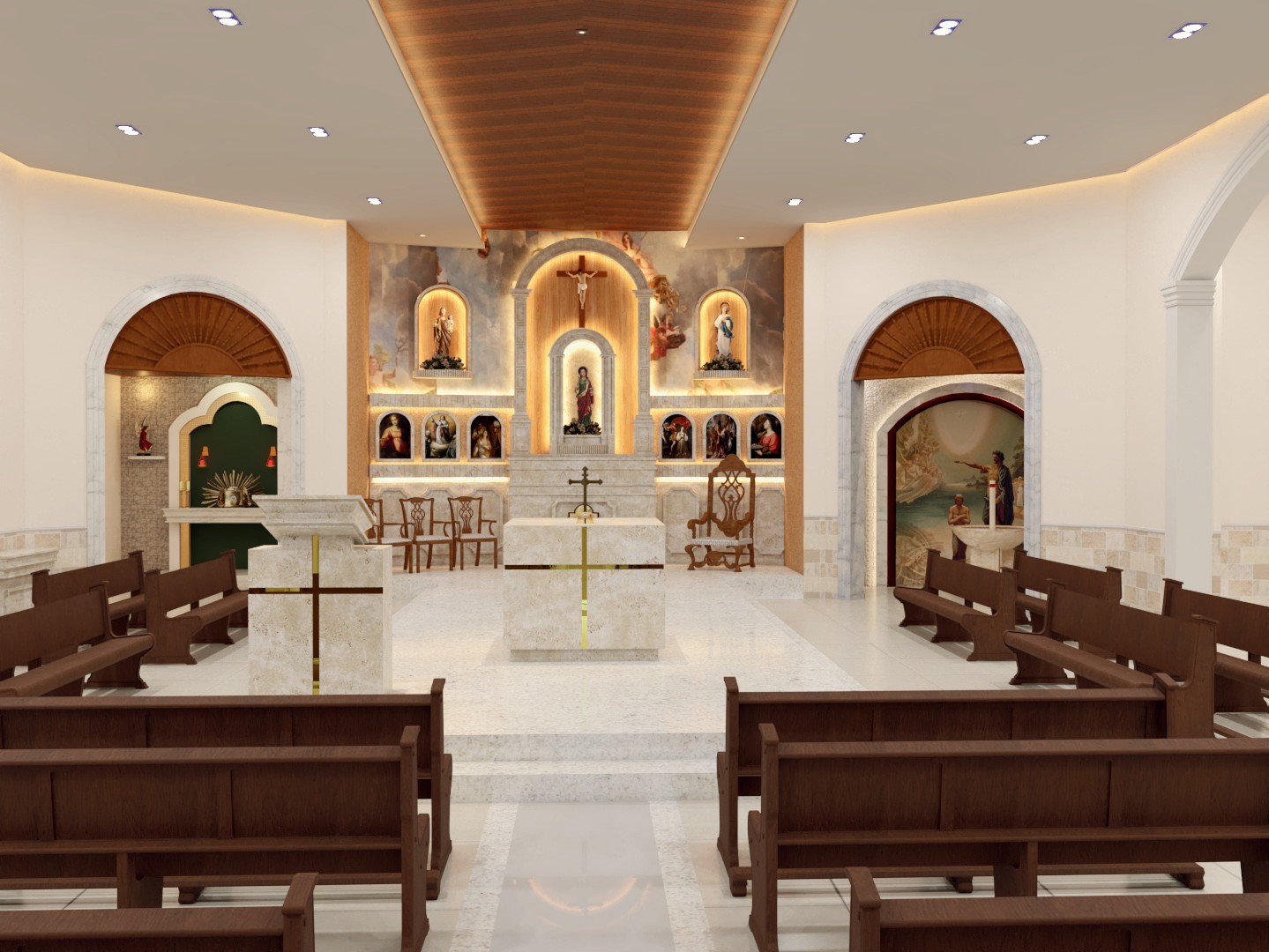 Projeto arquitetônico do interior da Igreja de Santa Luzia após a reforma